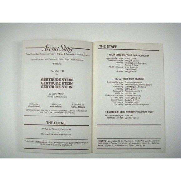 Gertrude Stein Program 1980 Arena Stage 30th Mary Martin Pat Carroll Milton Moss - Picture 3 of 7
